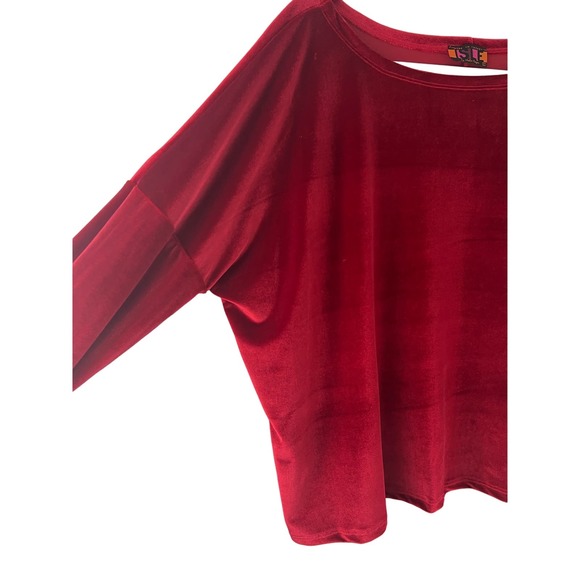 Isle By Melis Kozan Women's L Long Sleeve Top Red Felt Shirt Pullover - Picture 3 of 5